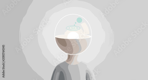 Konstfotografi Abstract illustration of a person with a glass head representing consciousness and mental clarity