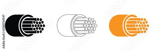 Foto Cable cross-section icons in black, White, And orange on white background