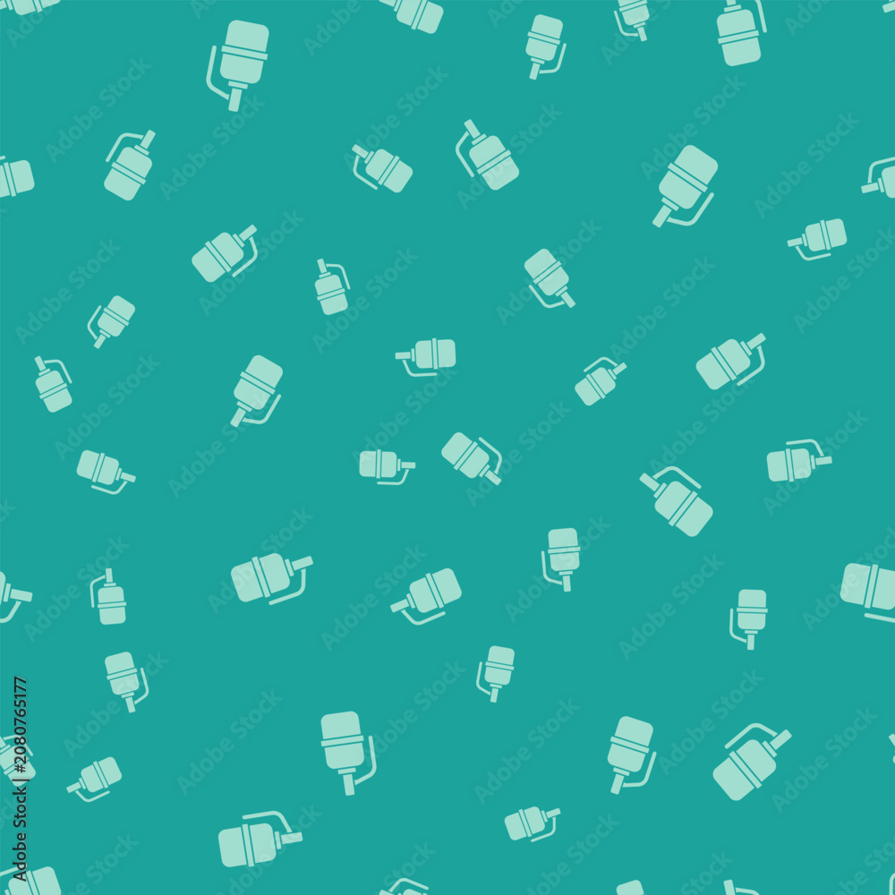 Fototapeta premium Green Hand grenade icon isolated seamless pattern on green background. Bomb explosion. Vector