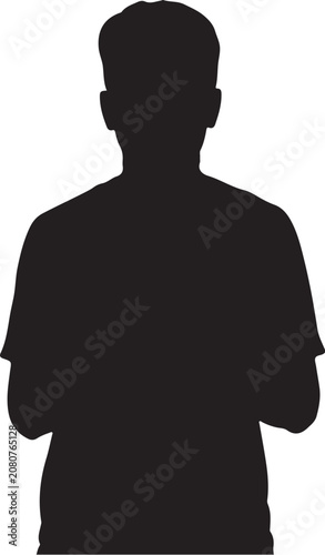 Black silhouette of a man in a t-shirt, facing forward male