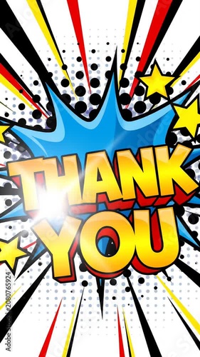 Thank You text in comic book pop art style