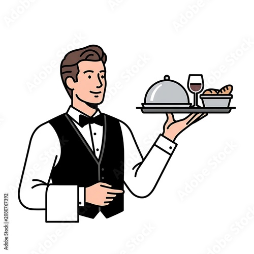 Businessman holding briefcase and using smartphone.