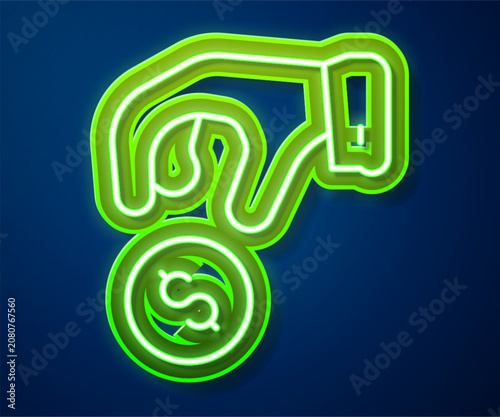 Φωτογραφία Glowing neon line Donate or pay your zakat as muslim obligatory icon isolated on blue background