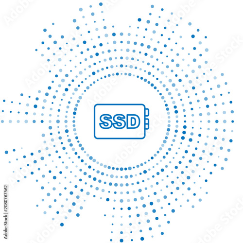 Fotografija Blue line SSD card icon isolated on white background