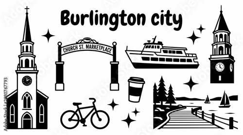 Foto Burlington Vermont American lakeside towns, New England scenery, nature travel, and regional culture themes