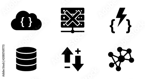 Cloud Computing Icons, Server Icons, Data Icons, Network Icons, Code Icons, Technology Icons