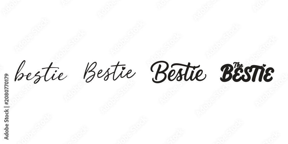 Fototapeta premium Bestie Lettering Bundle with Handwritten Calligraphy Text Designs for Cricut and T-Shirt Vector Illustration