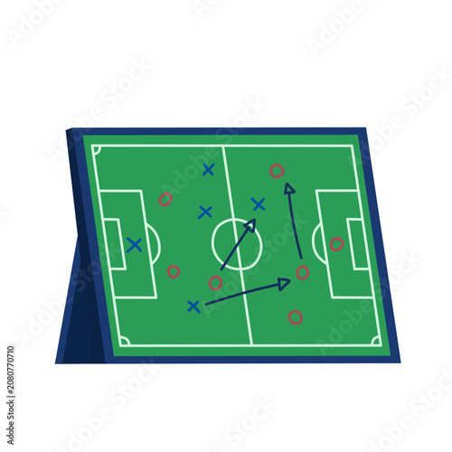 Football Tactics Board with Strategy Diagram in Flat Vector Style for Coaching