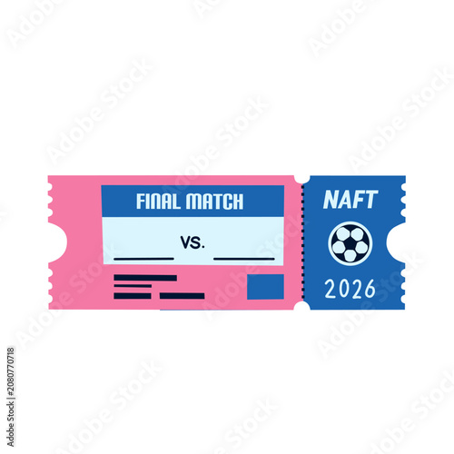 Football Match Ticket with Final Event Design in Flat Vector Style for Sports Admission