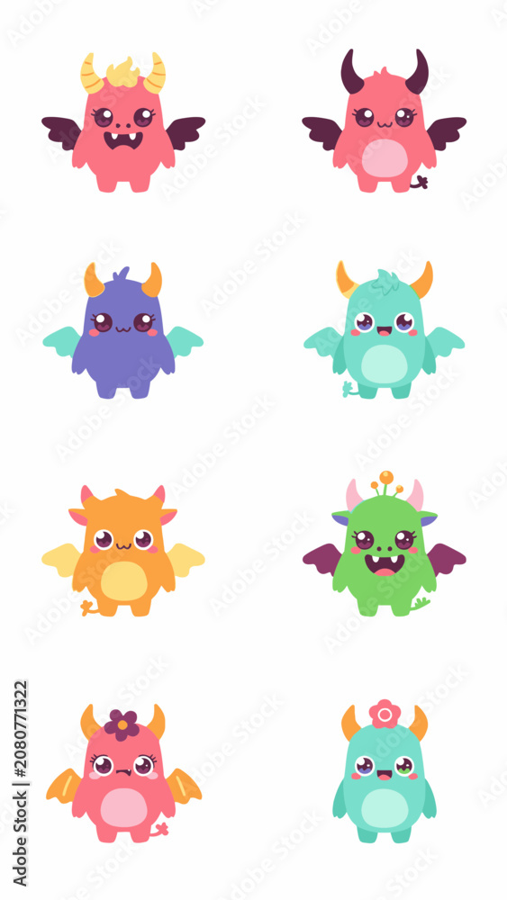 Obraz premium set of funny monsters