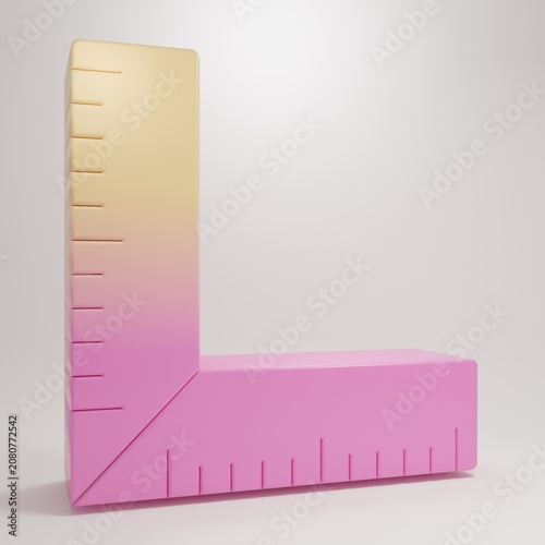 Canvas Print Yellow-pink Corner ruler icon isolated on grey background