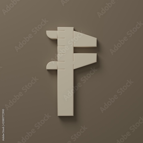 Картината върху платно Beige Calliper or caliper and scale icon isolated on brown background