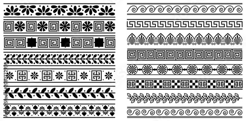 Collection of ancient greek decorative borders and patterns