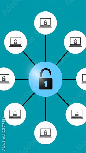 Lock icon on blue circular background for security