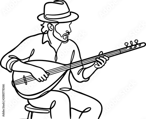 Photos Lute Player Line Art