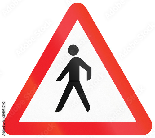 Warning road sign used in Iran - Pedestrians