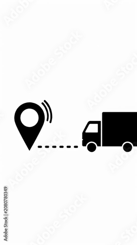 Minimalist black location pin icon on white background.