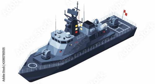 Bild auf Leinwand Modern Military Patrol Boat with Cannons and Radar.