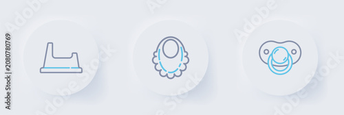 Obraz na plátně Set line Baby dummy pacifier, bib and potty icon. Vector