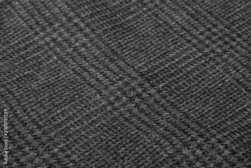 Dark Gray Wool Fabric Texture Close-Up Macro Background with Diagonal Pattern