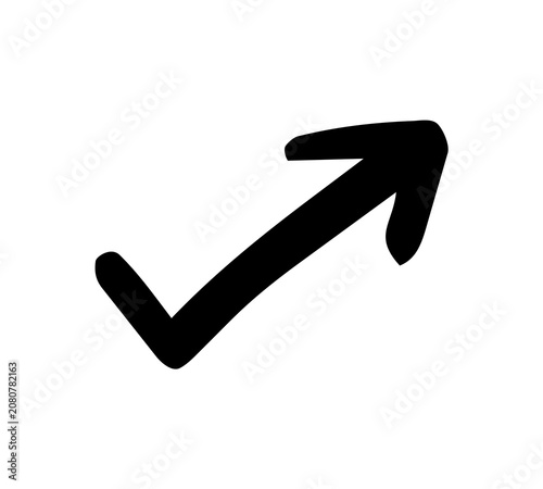上昇する手書き矢印　黒