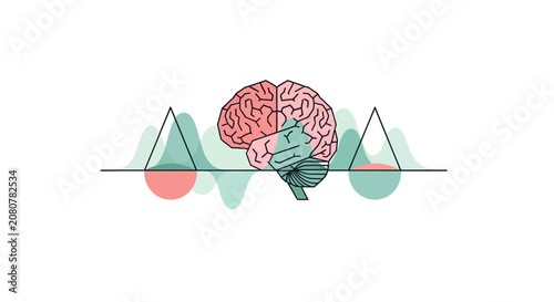 Cognitive Analytics Brain Data Architecture Map with Wave Matrix and Green Finance Technology Concept