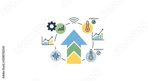 Predictive Growth Dashboard Data Architecture Map with Circular Metric Analytics and Green Finance Foresight Concept
