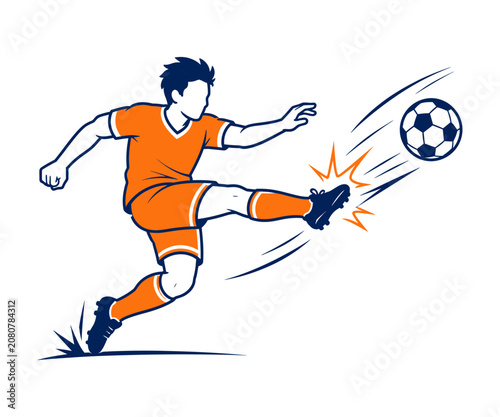 Soccer Player Turning Pass Action Vector Illustration