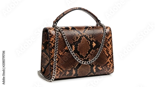 Elegant Snakeskin Leather Shoulder Bag with Chain