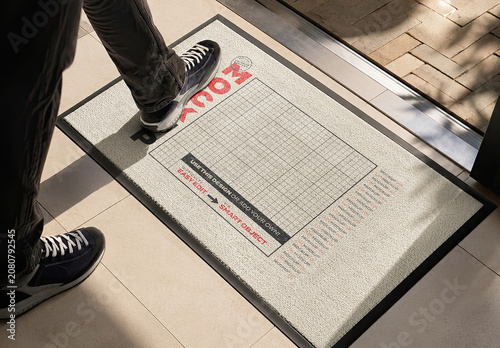 Doormat Design Mockup with Stepping Foot