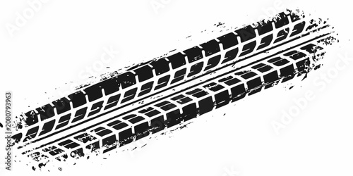 Photos Black tire track marks on a white background detailed imprint
