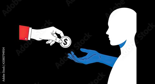 Businessman offering money to another person