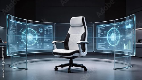 Futuristic office chair in high tech room