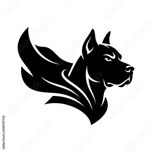Canvastavla A stylized illustration of a dog's head with flowing abstract design elements