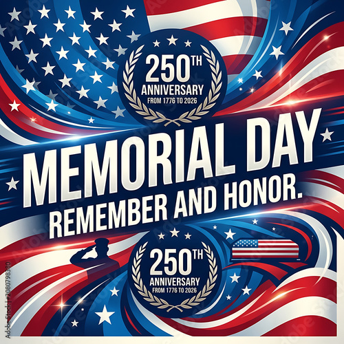 Memorial day celebration with american flag and patriotic colors