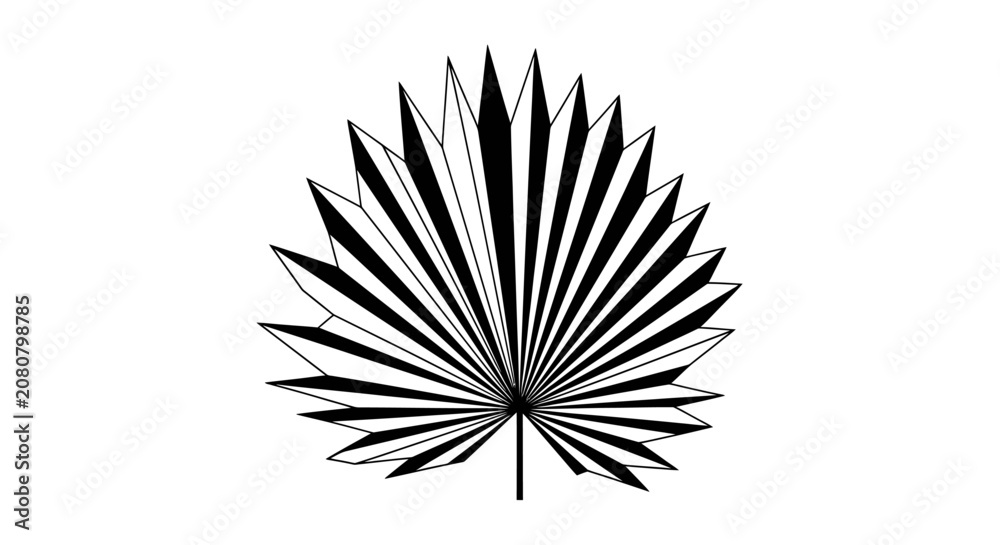 Fototapeta premium Fan Palm Leaf Vector Icon - Detailed Exotic Tropical Foliage Silhouette