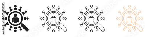 Foto Recruitment icon set showing magnifying glass searching people, human resources,