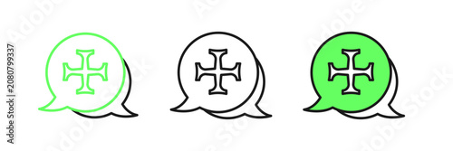 Bild auf Leinwand Set line Crusade icon isolated on white background. Vector