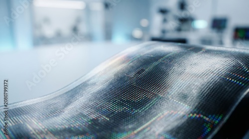 Futuristic Flexible Transparent Display or Graphene Sheet in Laboratory