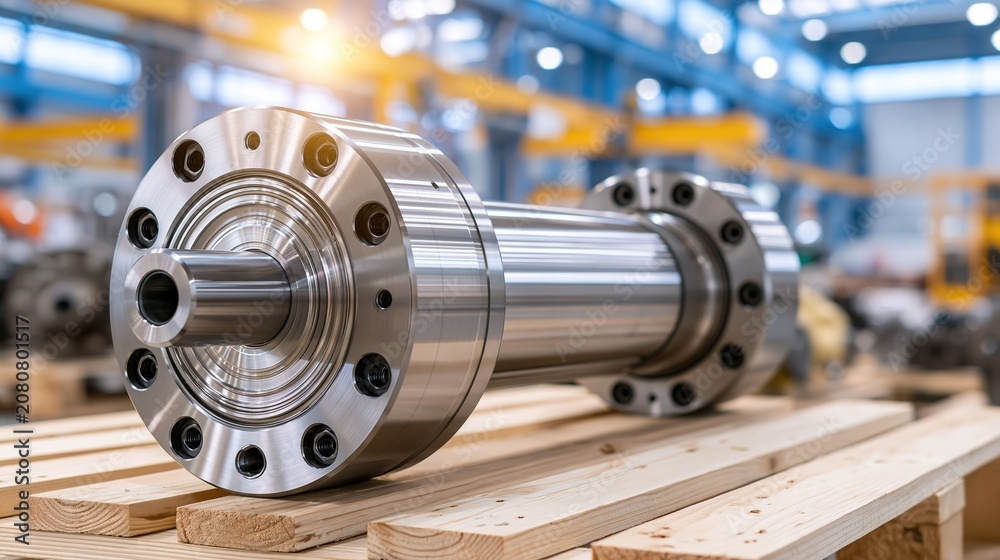 Fototapeta premium Industrial Precision: A Close Look at the Machined Metal Cylinder