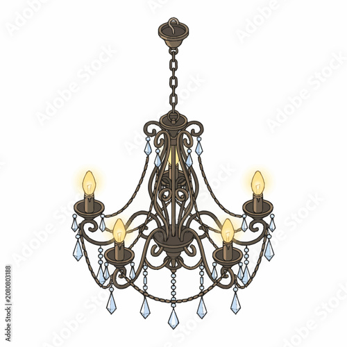 Canvas Print Elegant antique bronze chandelier with crystals.