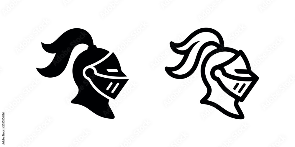 Αυτοκόλλητο Medieval Knight Helmet Icon with Plume for History, Fantasy and Warfare Concepts