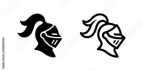 Fotografie Medieval Knight Helmet Icon with Plume for History, Fantasy and Warfare Concepts