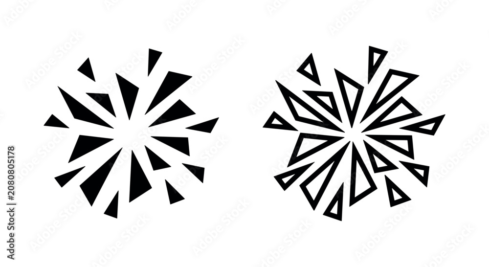 Εκτύπωση καμβά Explosion or burst abstract icon, silhouette and outline
