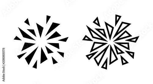 Obraz na plátně Explosion or burst abstract icon, silhouette and outline