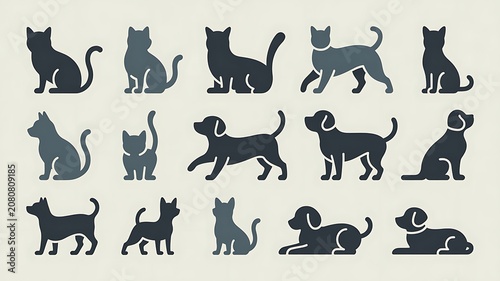 set of cats silhouettes
