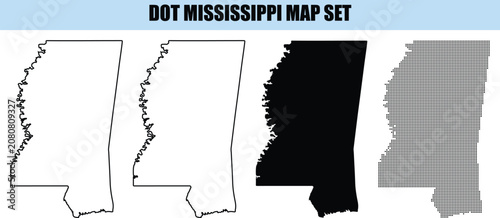 Mississippi Map Set DOT white background