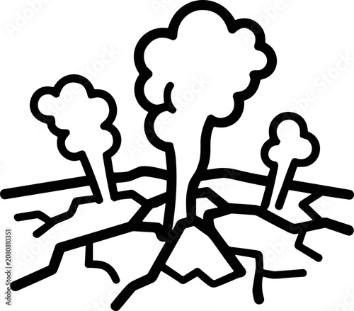 Obraz na plátne Cracked Earth Emitting Steam Vents, Geothermal Activity, Natural Power