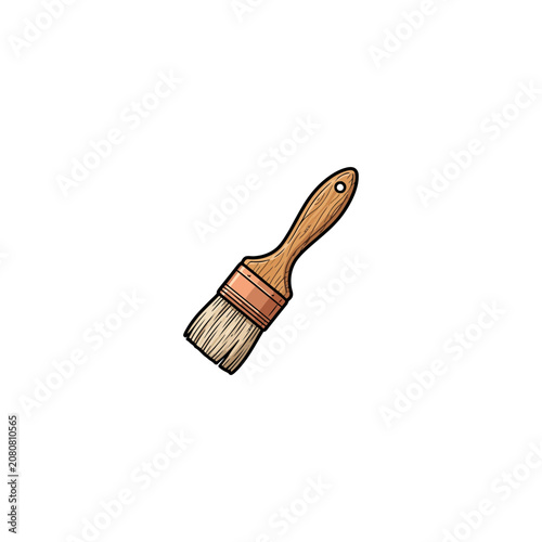 High Quality Pastry Brush With A Contoured Wooden Handle And Fine Bristles Shown In Isolation On A Pure White Surface To Emphasize Its Details Vector Illustration