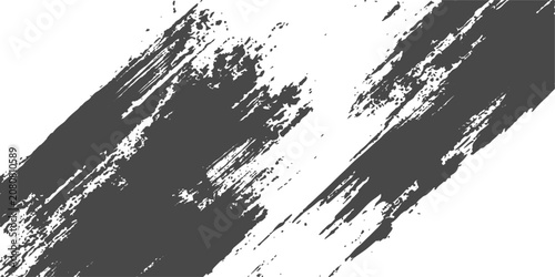 Fotografie Abstract Brushstroke Texture: A bold and dynamic abstract design featuring rough, textured brushstrokes in dark grey on a stark white background, evoking a sense of raw artistic expression